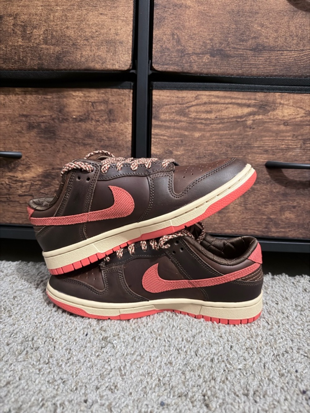 Nike Brown and Coral Low-Top Sneakers